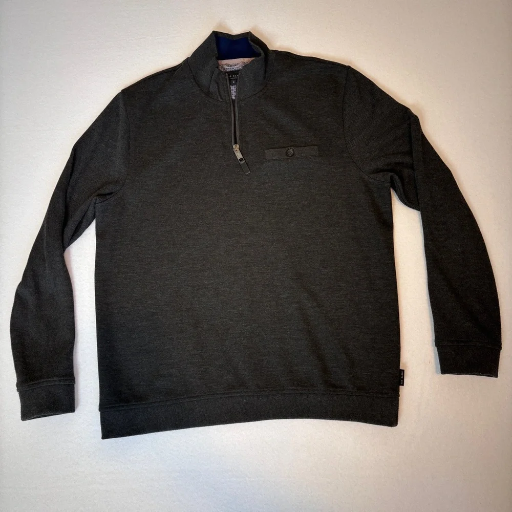 TED BAKER Curbing Slim Fit Quarter Zip Pullover Sweater Size 5, US Size‎ XL